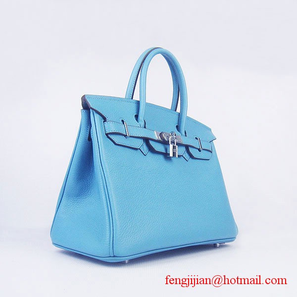 Hermes Birkin 30cm Togo Leather Bag Light Blue 6088